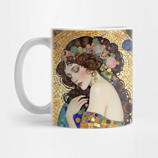 Gustav Klimt's Radiant Muse: Inspired Woman in Golden Splendor Mug